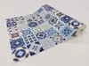 Covor antiderapant pentru bucătărie, din pvc, model Blue Tiles, linoleum antiderapant la rolă de 60x400 cm