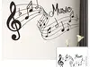 Sticker perete Portativ cu note muzicale, Folina, autoadeziv, negru