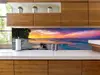 Autocolant perete, Folina, peisaj plajă exotică la apus, rolă de 67x200 cm, cu racletă şi cutter incluse