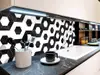 Autocolant perete imitaţie faianţă decorativă, Folina, hexagoane alb cu negru, rolă de 60x200 cm