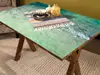 Autocolant blat masă, model valuri, 100 x 100 cm, racletă inclusă