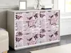 Autocolant mobilă decorativ, model ziar cu flori roz, 100 cm lățime