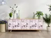 Autocolant mobilă decorativ, model ziar cu flori roz, 100 cm lățime