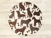 Covor antiderapant pentru animale de companie, model cățeluși maro, linoleum antiderapant, rotund
