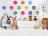 Sticker Regulile clasei, Folina, multicolor, set 12 buline mari cu mesaje, planșă mare de 100x125 cm , racletă de aplicare inclusă