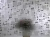 Folie geam autoadezivă pătrate, Folina, sablare cu model geometric, gri, 90x100 cm