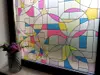 Folie geam autoadezivă Zenia, Folina, imprimeu geometric, multicolor, lățime 90 cm