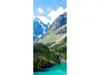 Autocolant uşă Munte cu lac turcoaz, Folina, model multicolor, dimensiune autocolant 92x205 cm