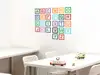 Sticker Alfabet, Folina, model litere în pătrate, multicolor, decoraţiune pentru şcoli şi grădiniţe, planșă mare de 100x85 cm, racletă de aplicare inclusă