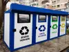 Șablon reutilizabil cu mesajul Hârtie și carton pentru colectarea selectivă a deșeurilor pentru containere, tomberoane și pubele, dimensiune la comandă