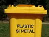 Șablon reutilizabil cu mesajul Plastic și metal pentru colectarea selectivă a deșeurilor pentru containere, tomberoane și pubele, dimensiune la comandă