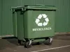 Șablon reutilizabil cu simbolul și mesajul Reciclează pentru colectarea selectivă a deșeurilor pentru containere, tomberoane și pubele, dimensiune la comandă