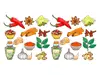 Set 24 stickere faianţă bucătărie, Folina, model condimente, multicolor