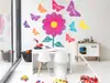 Sticker floare și fluturi cu mesaje, Folina, decor multicolor, 150 cm înălţime, racletă de aplicare inclusă