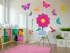 Sticker floare și fluturi cu mesaje, Folina, decor multicolor, 150 cm înălţime, racletă de aplicare inclusă