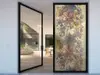 Folie sablare decorativă pentru uşă din sticlă, Folina, bej cu model floral multicolor, 100x210 cm