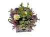 Aranjament cu flori şi plante artificiale, Folina, în cutie decorativă lila