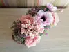 Jardinieră cu flori artificiale, Folina, aranjament flori roz
