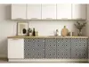Autocolant decorativ alb cu romburi negre – model geometric modern, rolă 100 cm lățime