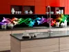 Autocolant perete backsplash, Dimex Black Smoke, negru cu model abstract multicolor, rezistent la apă şi căldură, rolă de 60x350 cm