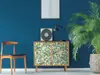 Autocolant mobilă decorativ Lorina, d-c-fix, gri cu imprimeu frunze verzi, rolă de 45 cm x 5 metri, cu racletă şi cutter