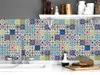 Autocolant perete imitaţie faianţă decorativă colorată, Folina Patchwork Blue, rezistent la apă şi căldură, rolă 67x200 cm