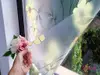 Folie geam autoadezivă, Folina, sablare cu model floral galben, rolă de 90x300cm, racletă pentru aplicare inclusă