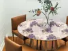 Autocolant blat masă, model ziar cu flori violet, 100 x 200 cm, racletă inclusă