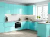 Set autocolant mobilă bleu pastel lucios 1 x 5 m cu racletă cu pâslă și cutter