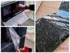 Autocolant mobilă decorativ, Folina, negru lucios cu inserţii gri, rolă de 75x300 cm