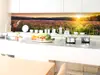 Autocolant perete bucătărie, Dimex, peisaj câmp cu flori la apus , rezistent la apă şi căldură, rolă de 60x350 cm