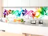 Autocolant perete backsplash, Dimex White Smoke, alb cu model abstract multicolor, rezistent la apă şi căldură, rolă de 60x350 cm