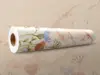 Autocolant perete, Folina, marmură bej cu detalii florale colorate, 67x200 cm