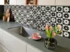 Autocolant perete model retro cu flori alb-negru, Folina, rolă de 67x200 cm
