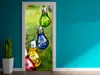 Autocolant uşă Becuri colorate, Folina, model multicolor, dimensiune autocolant 92x205 cm
