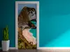 Autocolant uşă Ocean şi stâncă, Folina, model multicolor, dimensiune autocolant 92x205 cm