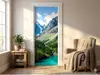 Autocolant ușă peisaj montan 92x205 cm, efect window view 3D