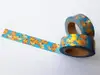 Set 2 role Washi Tape, Folina, albastră cu flori, rolă de 15 mmx10 m
