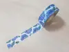 Set 3 role washi tape, bandă adezivă cu flori albastre, 15 mm x 10 m
