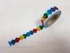 Set 2 role washi tape, bandă adezivă, model romburi colorate, efect metalic, 15mm x 10m