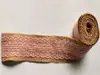 Bandă iută natur cu dantelă roz pal, rolă de 6x200 cm