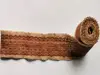 Bandă iută natur cu dantelă maro, rolă de 6x200 cm