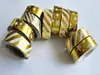Set 10 role washi tape, benzi adezive cu stelute si dungi aurii, 15 mm x 10 m