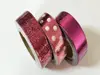 Set 3 role washi tape, benzi adezive decorative magenta metalic