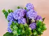 Buchet flori artificiale lila şi plante verzi, 30 cm înălţime