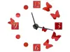 Ceas perete, Folina, model Mariposa, ceas din oglindă acrilică roșie
