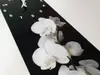 Ceas perete, Folina, negru cu orhidee albă, 20x60 cm