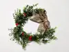 Coroniţă decorativă, Folina, flori artificiale şi fundă din iută, 25 cm