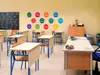 Set autocolant tablă de scris neagră şi buline cu mesaje, Folina EDU72, decor pentru grădiniţe şi şcoli