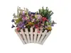 Decoraţiune cu flori artificiale multicolore în cutie din lemn alb